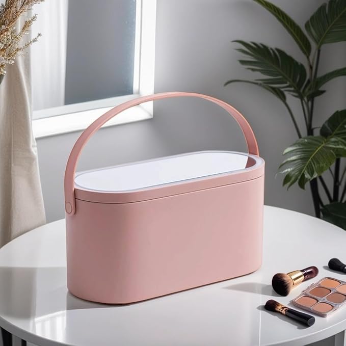 Portable LED Light Storage Box Beauty And Makeup Mirror