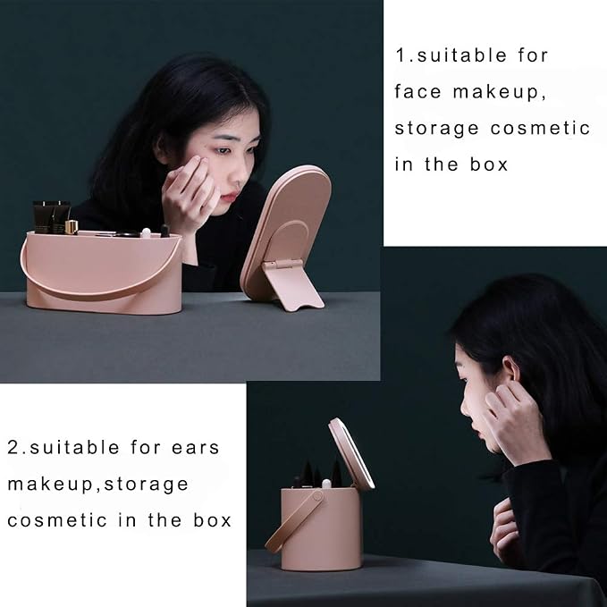 Portable LED Light Storage Box Beauty And Makeup Mirror