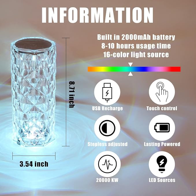 LED Crystal Table Lamp