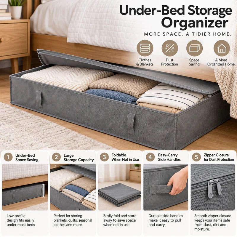 Under Bed Clothes Blanket Storage Organizer Foldable Premium